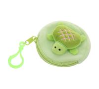 NOLITOY Cute Plush Turtle Coin Purse with Zipper, Small Round Cartoon Change Wallet for Students, Green Fuzzy Animal Storage Bag Keychain Pouch for Coins and Earphones