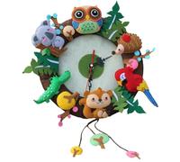 NOLITOY DIY Forest Animal Non-Woven Fabric Clock Craft Kit, Handmade Cartoon Party Clock Material Bag for Early Development and Learning