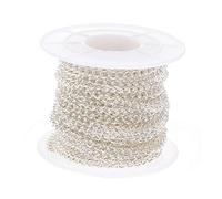 NOLITOY DIY Oval Plated Iron Chain Yards Pendant Hanging Lanyard for Necklace Bracelet Crafting Jewelry Making Supplies Silver Tone