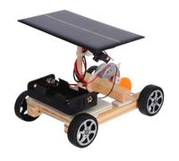 NOLITOY DIY Solar Electric Car Kit Wooden STEM Circuit Science Building Creative Engineering Model for Educational Learning and Hands-On Solar Energy Experiment
