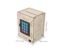 NOLITOY DIY Wooden Money Box Safe Coin Jar with Password Lock Educational Piggy Bank for Boys and Interactive Scientific Learning Secure Savings Container Encouraging Hands Skills and