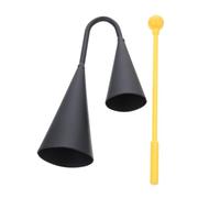 NOLITOY Double Trumpet Percussion Instrument with Two Tone Agogo Bells and Wooden Mallet and Construction Space Saving Design for School and Home Music Education