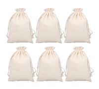NOLITOY Drawstring Bags Wrapping Bags Beige Cotton Cloth 6pcs Lightweight Large Capacity Versatile Usage Pouches for Packaging and Crafts