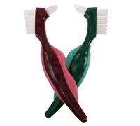 NOLITOY Dual-Head Dentures Toothbrush 2pcs Set with Hard Bristles Dental Appliance Cleaner Oral Device Cleaning Brush for Elderly Deep Cleaning False Teeth