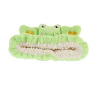 NOLITOY Elastic Plush Animal Spa Headband for Women Cute Green Frog Design Soft Makeup and Face Washing Hair Band for Shower Yoga Skincare Sports Use