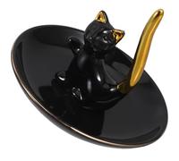 NOLITOY Elegant Black Ceramic Cat Shaped Jewellery Dish Tray Fine Texture, Jewelry Storage Holder That Won't Scratch Your Hands, Jewellery Dish Tray for Home Use and Organising Rings