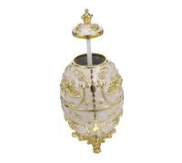 NOLITOY Elegant Embossed Plastic Toothpick Holder with Gold White Rose Pattern Auto Press Dispenser for Kitchen Countertop Organization Romantic Vintage Style for Dining Tables and Special