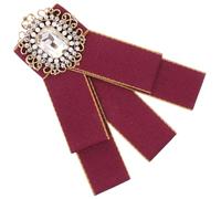 NOLITOY Elegant Red Cloth Bowknot Brooch Pin with Rhinestone Decoration, Delicate and Personality Style for Anniversary Or Wedding, Gift for Friends and Family