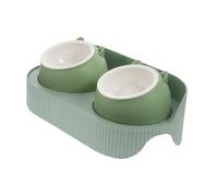 NOLITOY Elevated Household Pet Bowl with Neck Protection Bite Resistant Cat Food Feeder Double Use Design for Cats Dogs Rabbits Sturdy Non Tip Raised Dish in Green Decorative Style