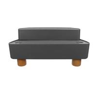 NOLITOY Elevated Litter Box Ramp/Steps for Kittens Old Cats, Filter A | Waste Catcher Stairs with Wooden Base, for Automatic Cat Litter Box, Anti-Tracking Pedal with Filter, Easy to Clean Dark Grey