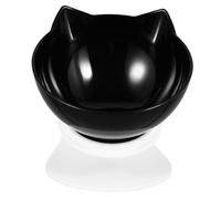 NOLITOY Elevated Tilted Pet Food Bowl Black Single Cat Feeding Bowl Raised Feeder for Whisker Relief and Comfortable Eating