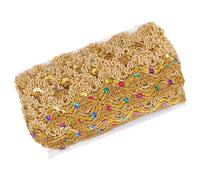 NOLITOY Ethnic Style Lace Trim for Clothing Accessories Yards Sequin Embellished Dance Costume Applique for DIY Sewing Crafts and Ballet Embellishments