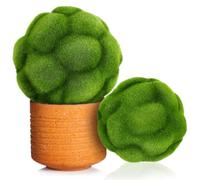 NOLITOY Faux Balls Green Moss Artificial Simulated Mossy Ball Topiary Ornament 4.72in Decorative Ball for Home Vase Tabletop Garden and Craft Decor 2 pack