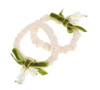 NOLITOY Flower Hair Ropes 2pcs Satin Scrunchies Hair Ties Decorative Flowers Hair Bun Accessory for Women Girls Hair b