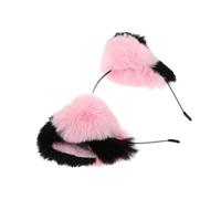 NOLITOY Fluffy Cat Ears Headband Cute Animal Ear Hair Hoop for Women Soft Pink and Black Furry Fox Cosplay Accessory Party Costume Decoration for Halloween and Masquerade