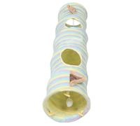 NOLITOY Foldable Soft Cat Tunnel with Striped Ears and Plush Ball, Interactive Kitten Tube Hideout for Indoor Cats’ Exploration and Play