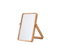 NOLITOY Foldable Wooden Makeup Mirror with Square HD Glass and Built in Fill Light Touch Feel Vanity Mirror for Women and for Bathroom and Travel Use