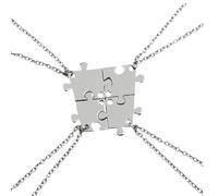 NOLITOY Four-petal Puzzle Stitching Necklace Pendant Silver Alloy Split Friendship Necklace for Women Best Friend Jewelry