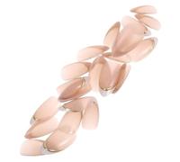 NOLITOY French Almond False Nails Press on Set, Short White Full Cover Nail Tips with 3D Gold Design, Glue-On Manicure Extensions for Women Home and Salon Use