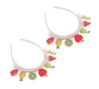 NOLITOY Fruit Headbands for Girls 2pcs Tropical Pineapple and Strawberry Design Sequin Mesh Party Hair Accessories Boys and Girls Hawaiian Dance Costume