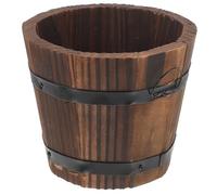 NOLITOY Garden Tree Planter Wood Planting Barrel for Indoor Gardens Small Barrel Shape Coffee Color Wood and Iron Material Sturdy Use Retro Rustic Vintage Style