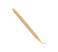 NOLITOY Golden Curved Copper Acupuncture Pen for Ear Point Detection and Multi-Area Massage Portable Non-Slip Handle Facial Reflexology Tool for Neck Shoulder Foot Back Relief and Home