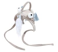NOLITOY Gray Lantern Fish Headwear Cat Teaser Stick for Indoor Cats Interactive Head Wearing with Large Eyes Teasing for Kitten Entertainment