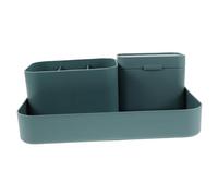 NOLITOY Green Desk Organizer with Large Tray Pen Holder Cotton Pad Box Nail Tool Storage for Office Study Vanity Stylish Workspace Storage