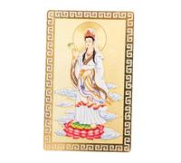 NOLITOY Guanyin Auspicious Gold Card Amulet, Chinese Style Buddhist Protection Card, Portable Spiritual Success and Protection Amulet for Purse or Travel