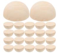 NOLITOY Half Wooden Beads 30PCS Unfinished Wood Balls 30MM Hemisphere Wood Craft Balls Dome Beads for Christmas Wedding DIY Craft Ornament