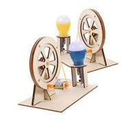 NOLITOY Hand Crank Generator Science Kit, 2 Sets Wooden DIY Model Light Bulb, Educational Electricity Generator for Elementary School Science Experiments and Stem Random Color