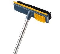 NOLITOY Handle Floor Scrubber Brush Removable Handle with 45 Degree Ergonomic with Stiff Bristles 2 in 1 Scrape and Brush and Iron Tube for Bathroom and Sidewalk Cleaning
