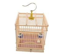NOLITOY Handmade Bamboo Birdcage with Removable Tray and Hanging Hook Carbonized Purple Rectangular Small Cage for Lovebirds Parakeets Goldfinches and Zosterops Natural Habitat for Pet