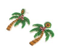NOLITOY Handmade Coconut Palm Tree Charm Earrings, Summer Holiday Beach Theme Dangle Earrings for Women, Lightweight Bohemian Festival Jewelry