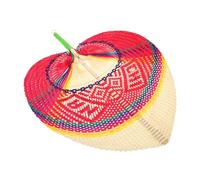 NOLITOY Handwoven Peach-shaped Bamboo Cooling Fan Lightweight Summer Hand Fan for Elderly and Portable Handmade Woven in Red and White for Home Decor and