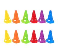 NOLITOY Hexagonal Agility Cones 12pcs Sturdy PE Material Resisting Deformation Soccer Random Color with Integrated Holes for Football Training for Practice Drills on Artificial Turf