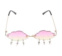 NOLITOY Irregular Cloud Shaped Rimless Sunglasses Gold Frame, Gradient Violet and Amber Lenses, Party Eyewear for Festival and Photo Booth Use