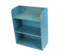 NOLITOY Japanese-style Solid Wood Counter Top Shelves Multi-layer Design, Blue Wooden Storage Rack for Organizing Items and Decoration at Home, Compact Sundries Organizing Rack Back Hook