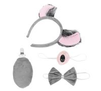 NOLITOY Koala Costume Accessories with Ear Headband Tail Bow Tie Nose Fit for Adults Gray Animal Cosplay Props for Halloween Christmas Party Dress Up