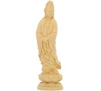 NOLITOY Kwan Yin Statue Wooden Guanyin Sculpture,Goddess of Mercy Quan Yin Sculpture Wood Buddha Figurine Chinese Feng Shui Collectible Bodhisattva Decorative Figurine for Home Office