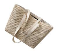 NOLITOY Large Capacity Straw Shoulder Bag for Women, Portable Design Woven Tote Bag with Pu Material, for Beach and Party Use, Fashionable and Workmanship Handbag