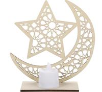 NOLITOY LED Wooden Moon Star Lamp Decorative Eid Ramadan Light for Bedside and Shelf, Lightweight Battery Operated Night Light Creating Festive Atmosphere