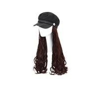 NOLITOY Light Brown Long Curly Hair Extension Hat Wig for Women High-temperature One-piece Hat Wig with Natural Look Fashionable Waves Cap for Cosplay Parties Halloween and Daily Wear