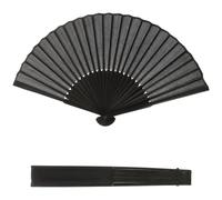 NOLITOY Lightweight Man Folding Fan with Fabric Silk and Bamboo Simple Black Folding Handheld Fan with Carry Bag Portable Cooling Accessory for Men in Summer