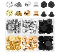 NOLITOY Locking Pin Backs 84Pcs Flat Round Metal Brooch Keepers for Lapel Pins