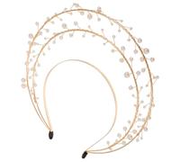 NOLITOY Lolita Pearl Crown Headband Goddess Headpiece Lightweight Decorative Hair Accessory for Women Festival Party Cosplay