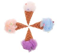 NOLITOY Loofah Sponges Assorted Colour 4pcs for Bath Shower Ice Cream Shape Sponge Material Hanging Storage and Exfoliate Body Dirt Features Lovely Bathing Accessories