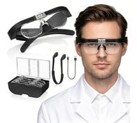 NOLITOY Magnifying Glasses with Light for Close Work, Hands Free Headband Magnifier w/USB Rechargeable 300mAh Battery & 4 HD Interchangeable Lenses (1.5X-5X) for Jewellers, Hobbies, Reading, Crafts