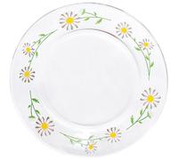 NOLITOY Material with Daisy Salad Elegant Glass Plate Pattern, Tempered Wide for and Cake Serving Application Household Tableware Breakfast Dishes