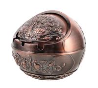 NOLITOY Metal Cigarette Ashtray with Lid Sturdy Metal Round Ash Holder for Patio and Outdoor Use Windproof Design Keeps Ash Contained Hand-carved Vintage Style for Smokers